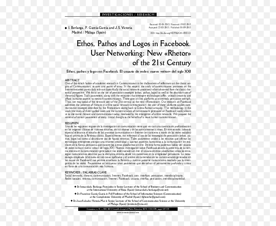 Pdf Ethos Pathos Logos En Facebook Inmaculada Berlanga - Document Emoji,Facebook Logos