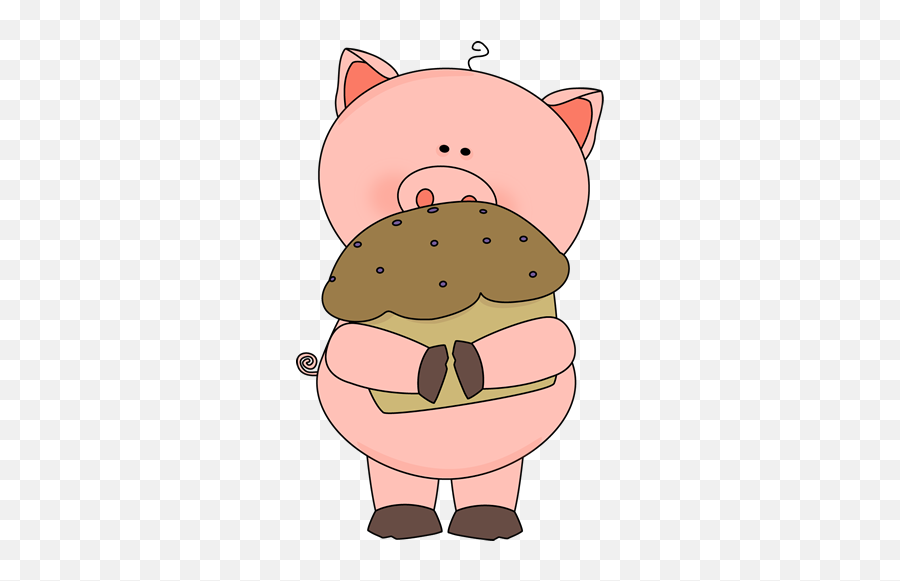 Pig With A Muffin Clip Art - Cute Muffinclipart Emoji,Muffin Clipart