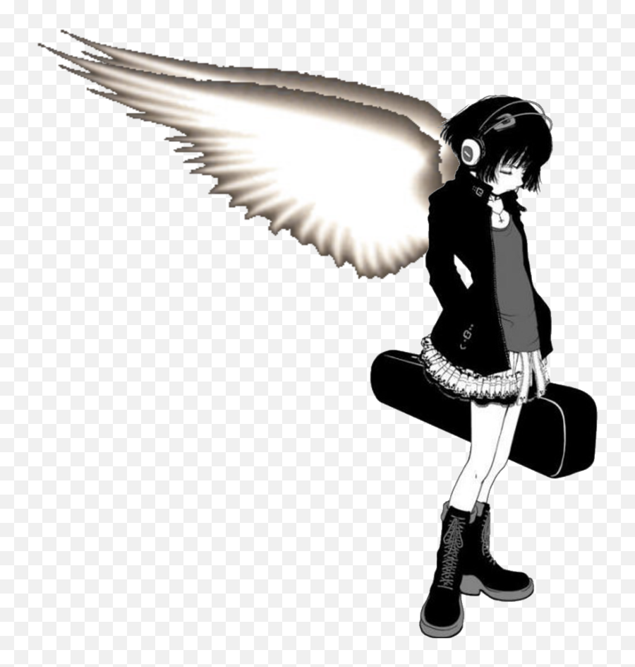 Download Angel - Anime Girl Wearing Headphones Full Size Angel Girl Anime Png Emoji,Angel Transparent Background