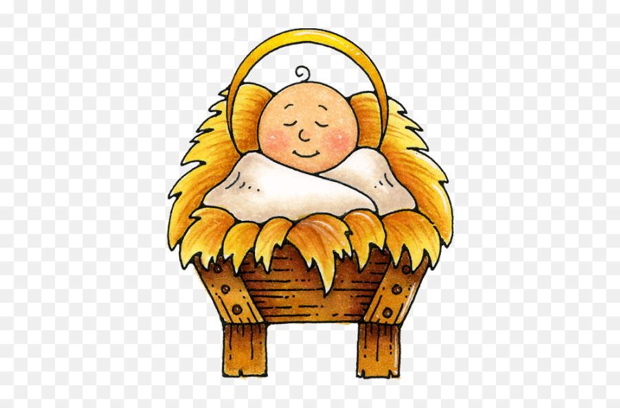 Baby Jesus In A Manger - Clipart Baby Jesus Emoji,Jesus Clipart