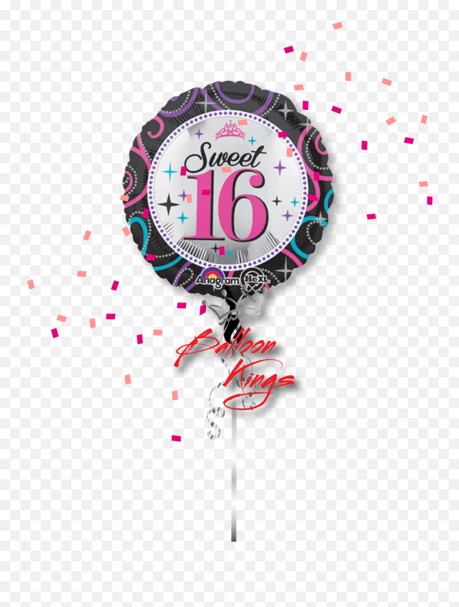 Sweet 16 Round - Happy 16th Birthday Helium Balloons Emoji,Sweet 16 Png