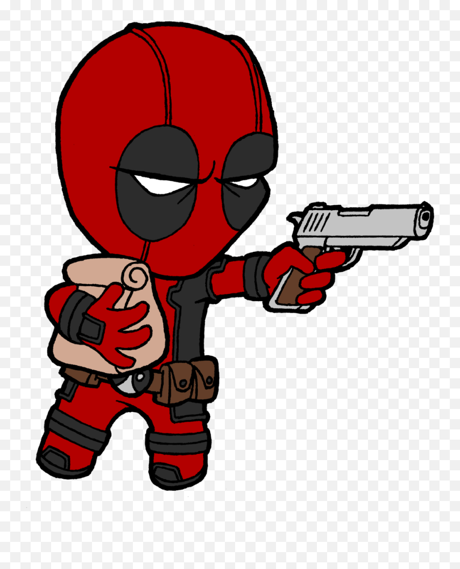 Deadpool With Gun Cartoon - Imagenes Cool De Deadpool Emoji,Deadpool Clipart