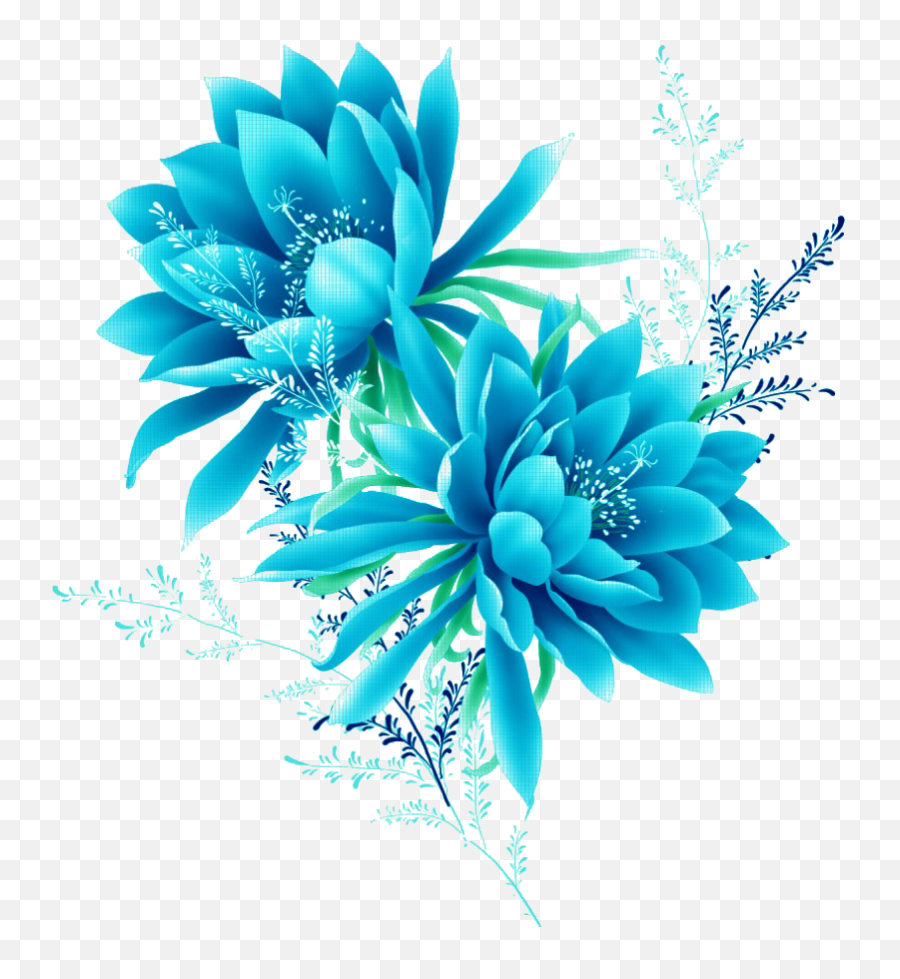 Blue Floral Transparent Background - Transparent Turquoise Flower Png Emoji,Transparent Background Png