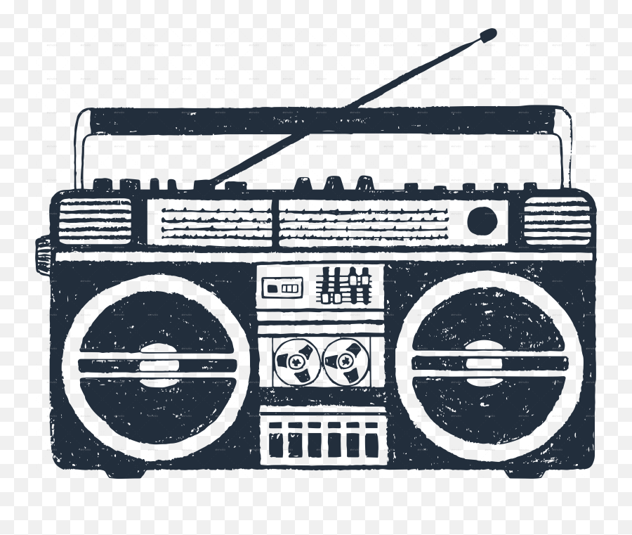 Hipster 37 Hand Drawn Objects - My Neighbours Listen To Good Boombox Silhouette Emoji,Boom Box Png