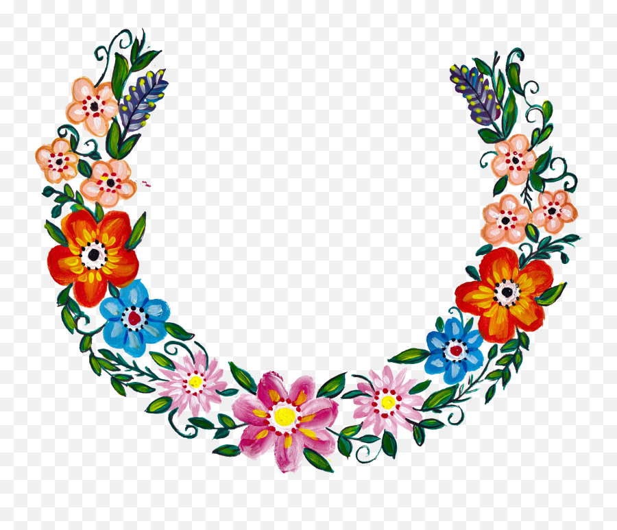 Half Flower Wreath Png Image - Flower Wreath Transprent Background Emoji,Wreath Png