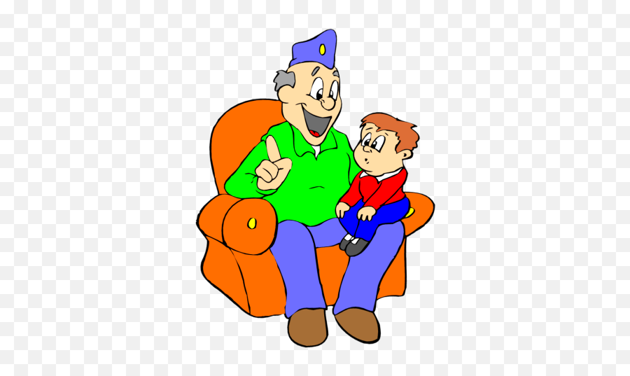 Download Hd Grandpa Talking To Son Clipart - Grandpa And Grandfather And Grandson Clipart Emoji,Talking Clipart