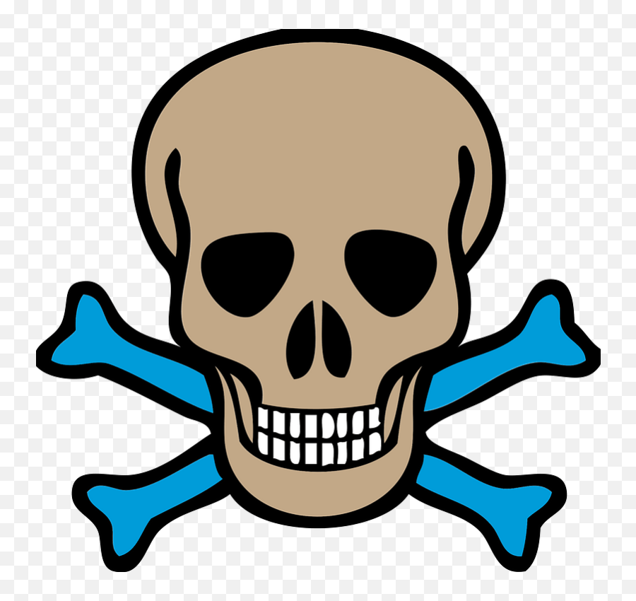 Skull And Blue Crossbones Clipart Free Download Transparent Emoji,Skull And Crossbone Clipart