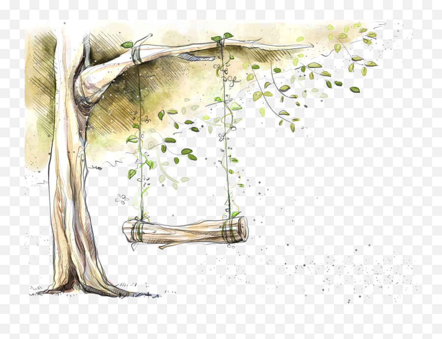 Free Transparent Swing Png Download - Tree With Swing No Background Emoji,Watercolor Tree Png