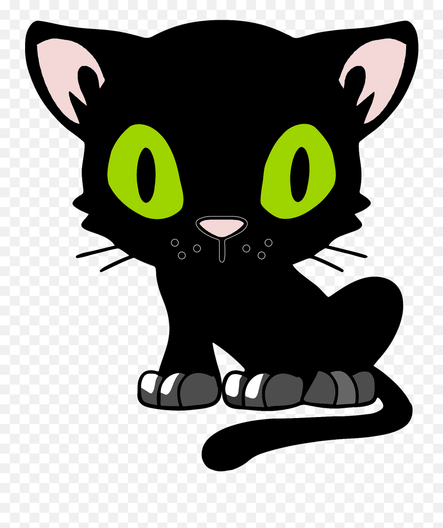 Black Cat With Large Green Eyes Clipart Free Download - Labajos Emoji,Black Cat Clipart