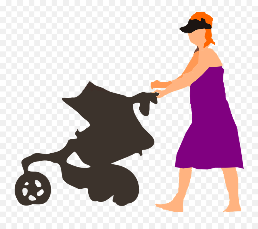 Stroller Baby Lady Woman Mom Push - Mother Baby Pram Walking Clipart Emoji,Woman Walking Clipart