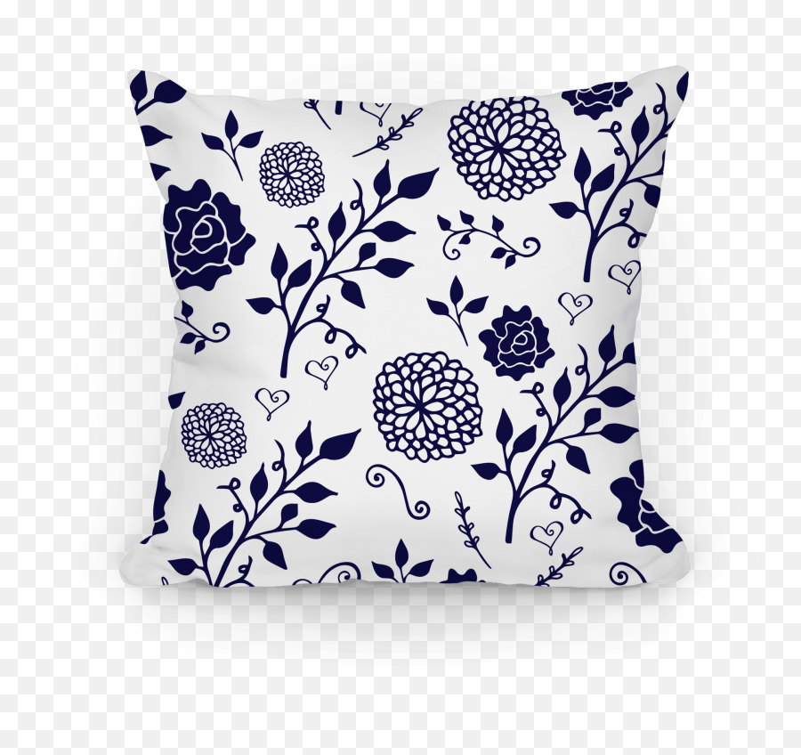 Navy Whimsical Floral Pattern Pillows - Decorative Emoji,Floral Pattern Png