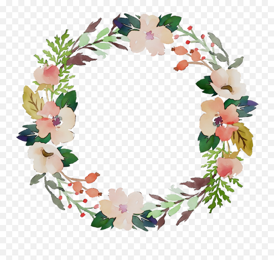 Round Flower Wreath Png Clipart - Flower Crown Illustration Png Emoji,Floral Wreath Clipart