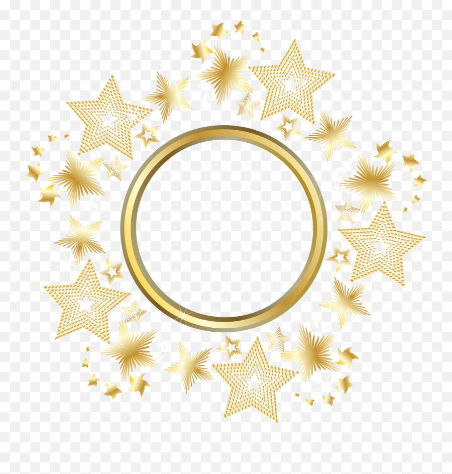 Circle Gold Star - Decorative Gold Star Round Frame Png Star Frame Png Emoji,Round Frame Png