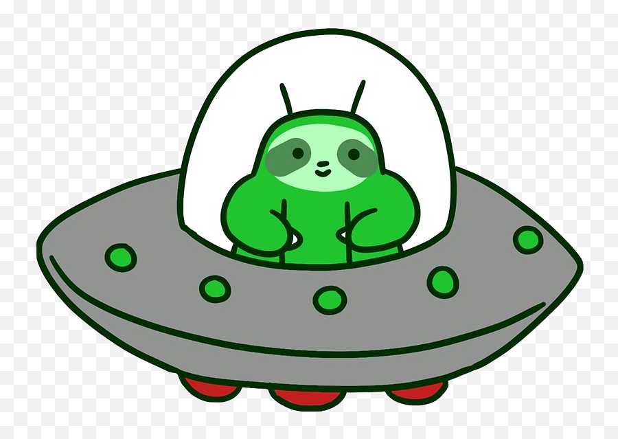 Sloth Sticker - Transparent Background Spaceship Alien Cartoon Emoji,Sloth Clipart