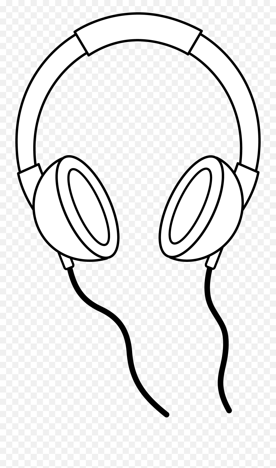 Headphones Black And White Clip Art - White Cartoon Headphones Png Emoji,Headphones Clipart