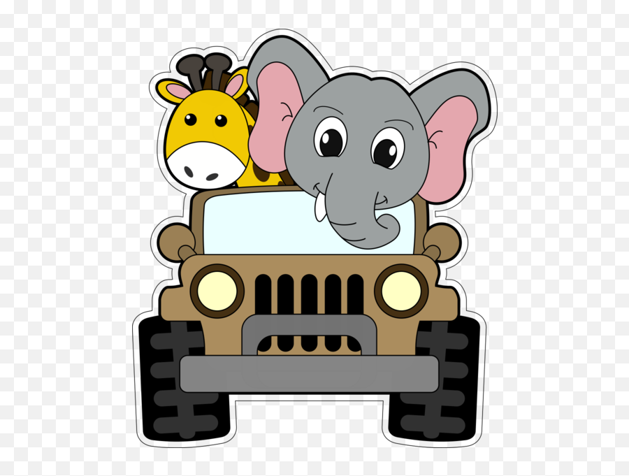 Cartoon Safari Jeep With Animals - Jeep Safari Animado Png Emoji,Safari Animals Clipart