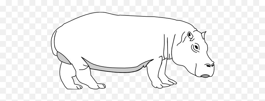 Artfavor Hippopotamus 2 Black White Line Art - Clipart Emoji,Hippopotamus Clipart