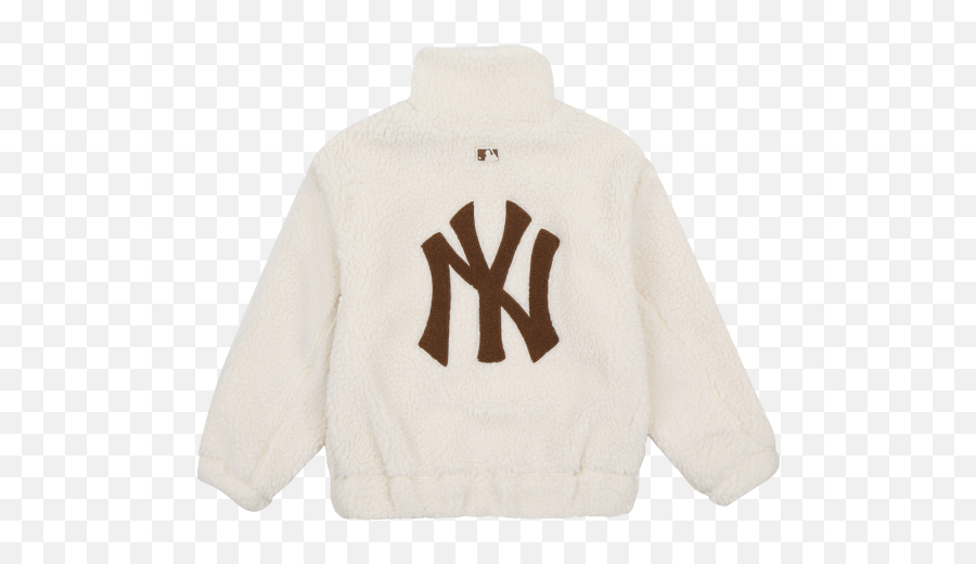 Stand Neck Big Logo Sheep Fleece Jacket - Long Sleeve Emoji,Yankees Logo