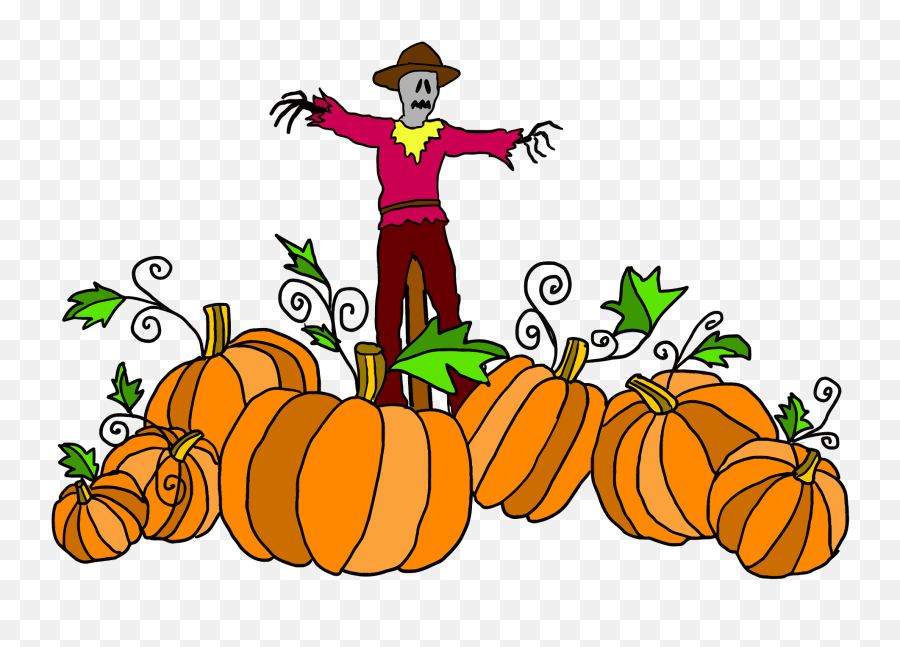 Scarecrow In A Pumpkin Patch Clipart Free Download - Cartoon Pumpkin Patch Clipart Emoji,Scarecrow Clipart