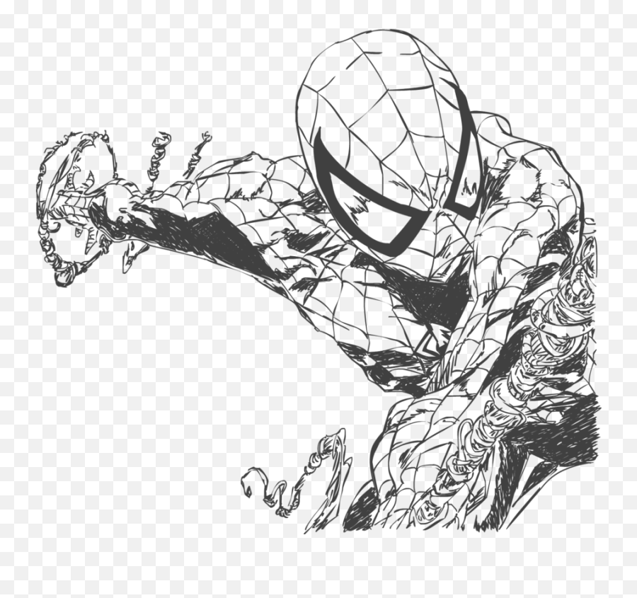 Spider Man Web Drawing Transparent - Spiderman Black And White Emoji,Spiderman Clipart Black And White
