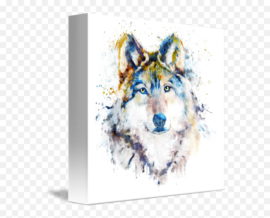 Wolf Face Watercolor Portrait - Wolf Face Watercolor Emoji,Wolf Face Png
