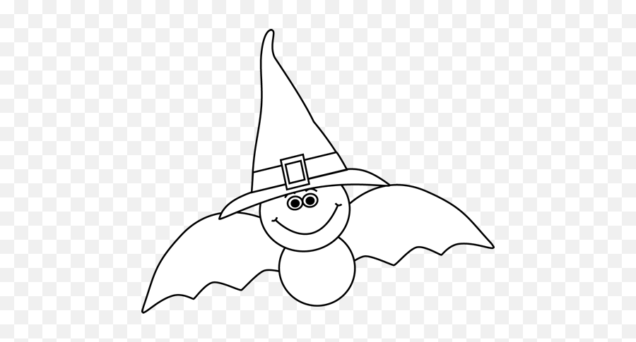 Witch Hat Clipart Bat - Halloween Witch Hat Clipart Black And White Emoji,Witch Hat Clipart