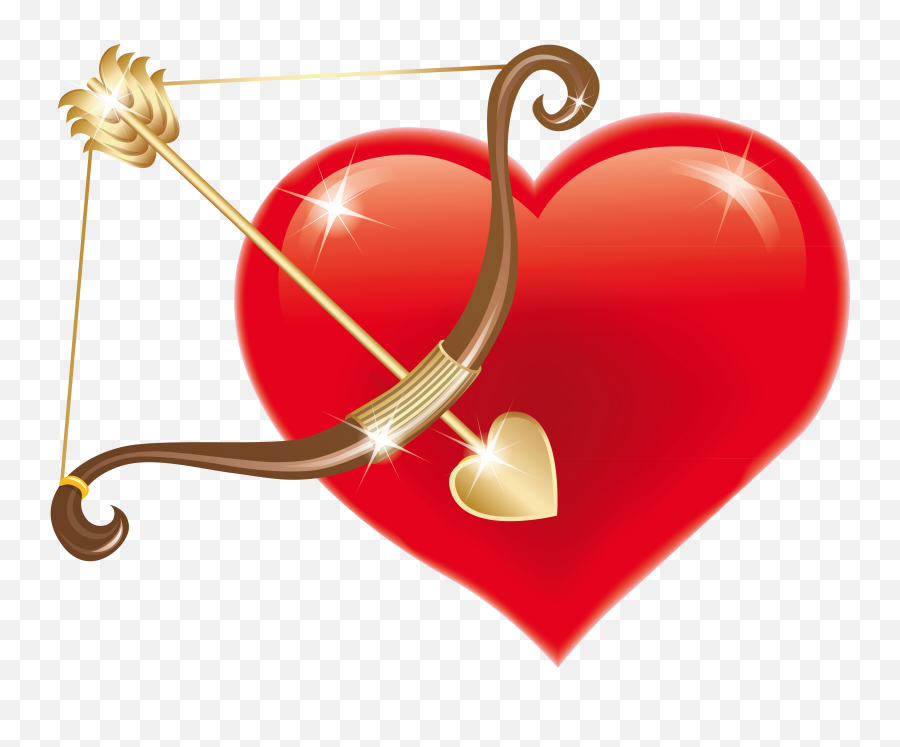 Red Heart With Cupid Bow Png Clipart - Valentines Cupid Heart Emoji,Cupid Clipart