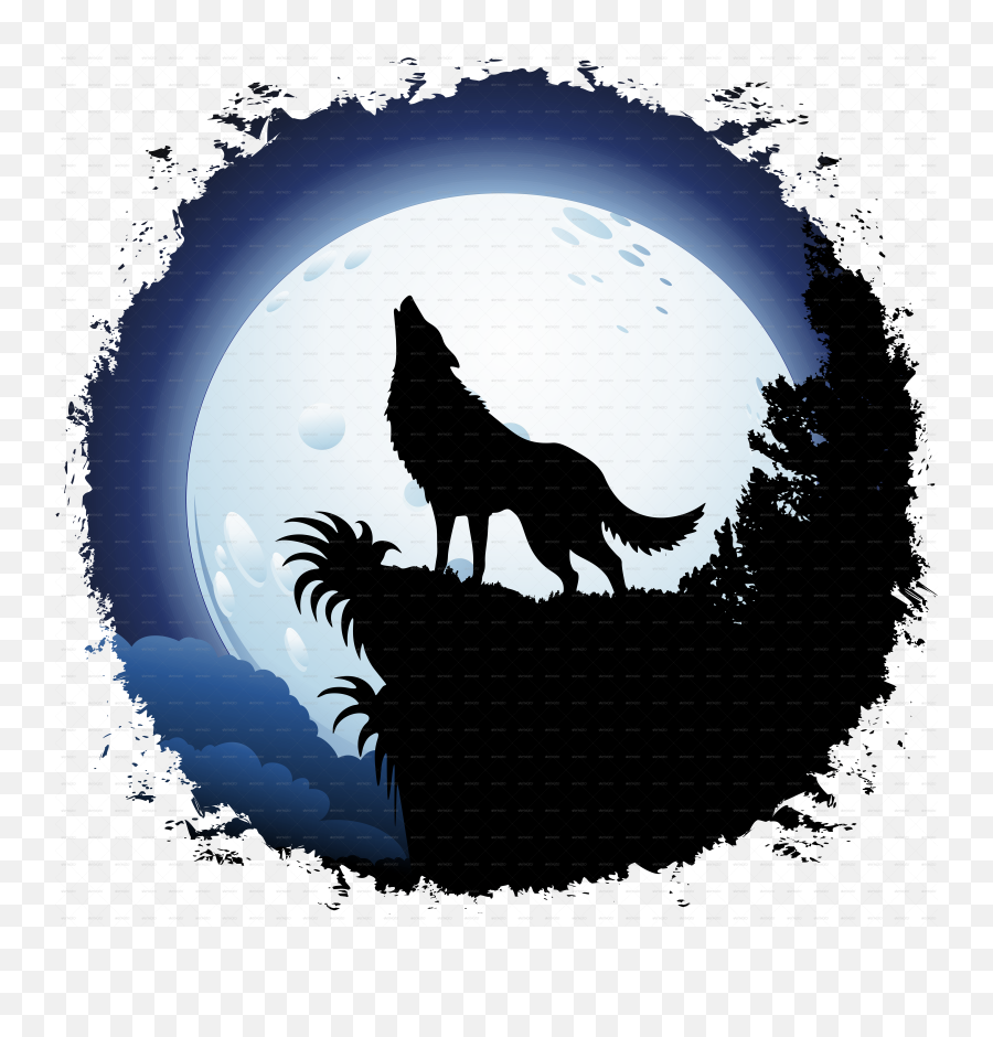 Library Of Wolf Silhouette Moon Clip Emoji,Wolf Silhouette Png