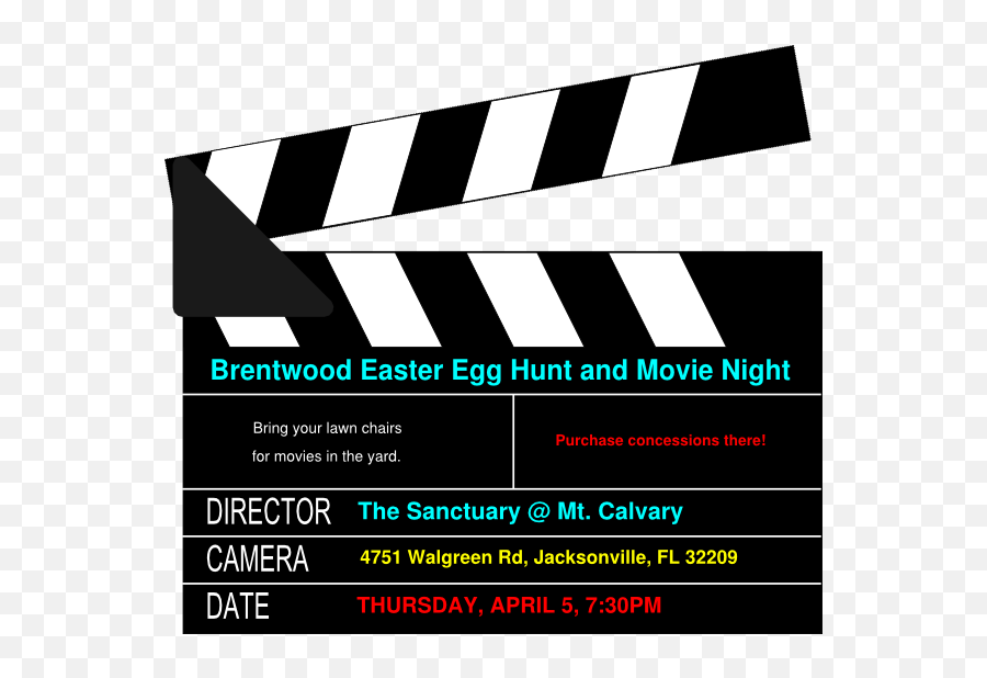 Brentwood Movie Nighteaster Egg Hunt Clip Art At Clkercom - Clapboard Clipart Emoji,Easter Egg Hunt Clipart