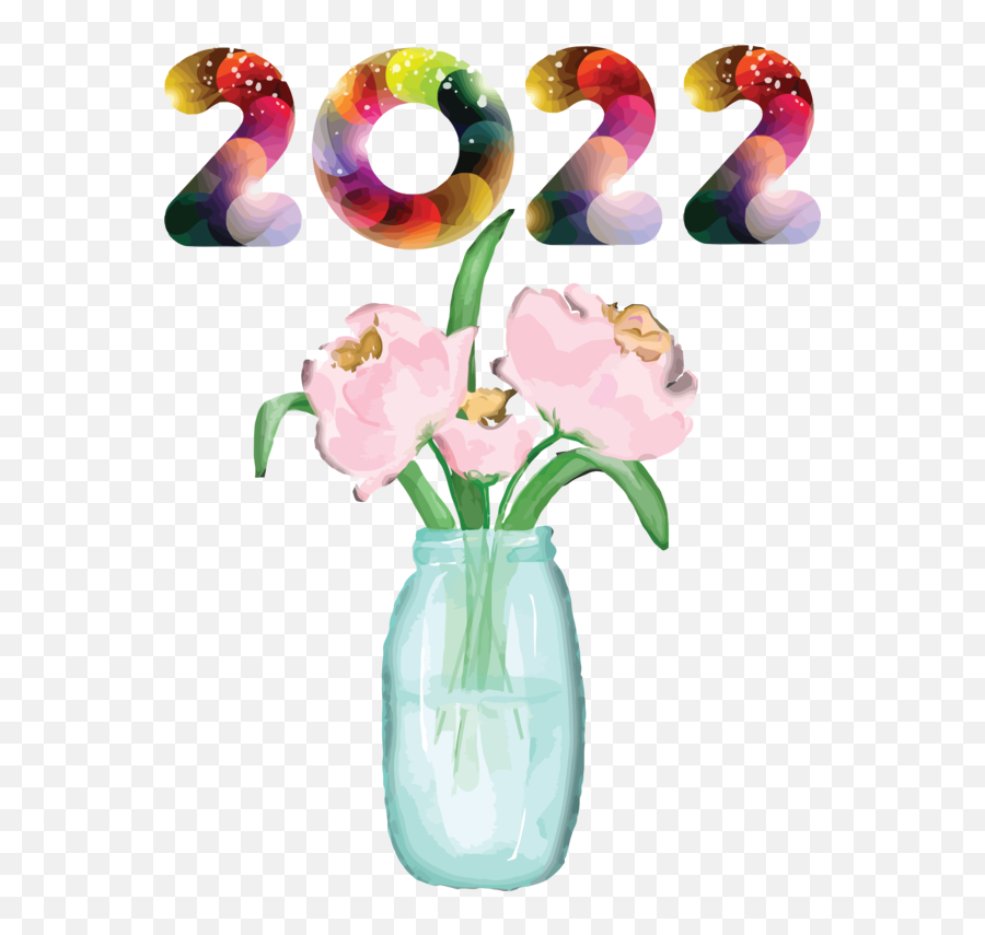 New Year Cut Flowers Flower Drawing For Happy New Year 2022 Emoji,Flower Drawing Transparent