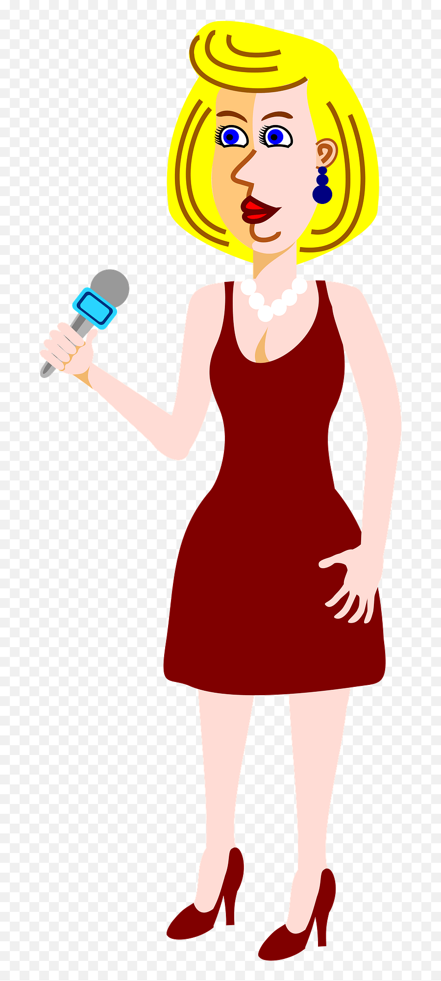 Woman Speaking Into A Microphone Clipart Free Download - Basic Dress Emoji,Microphone Transparent