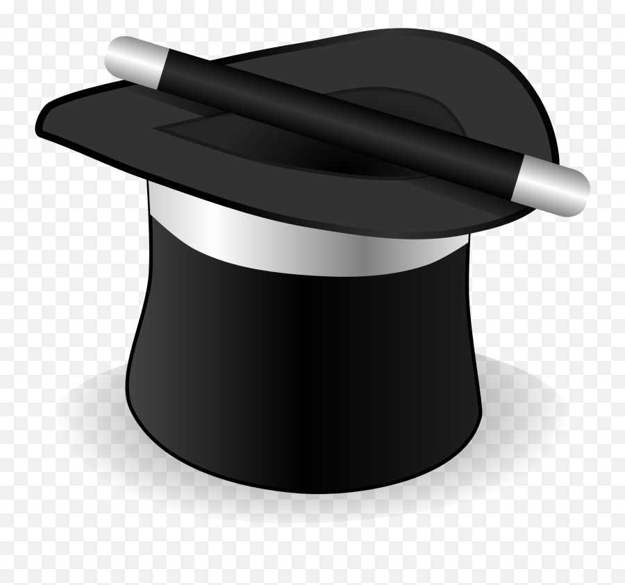 Black Top Hat And Magic Wand Clipart - Dibujo Sombrero De Mago Emoji,Magic Clipart
