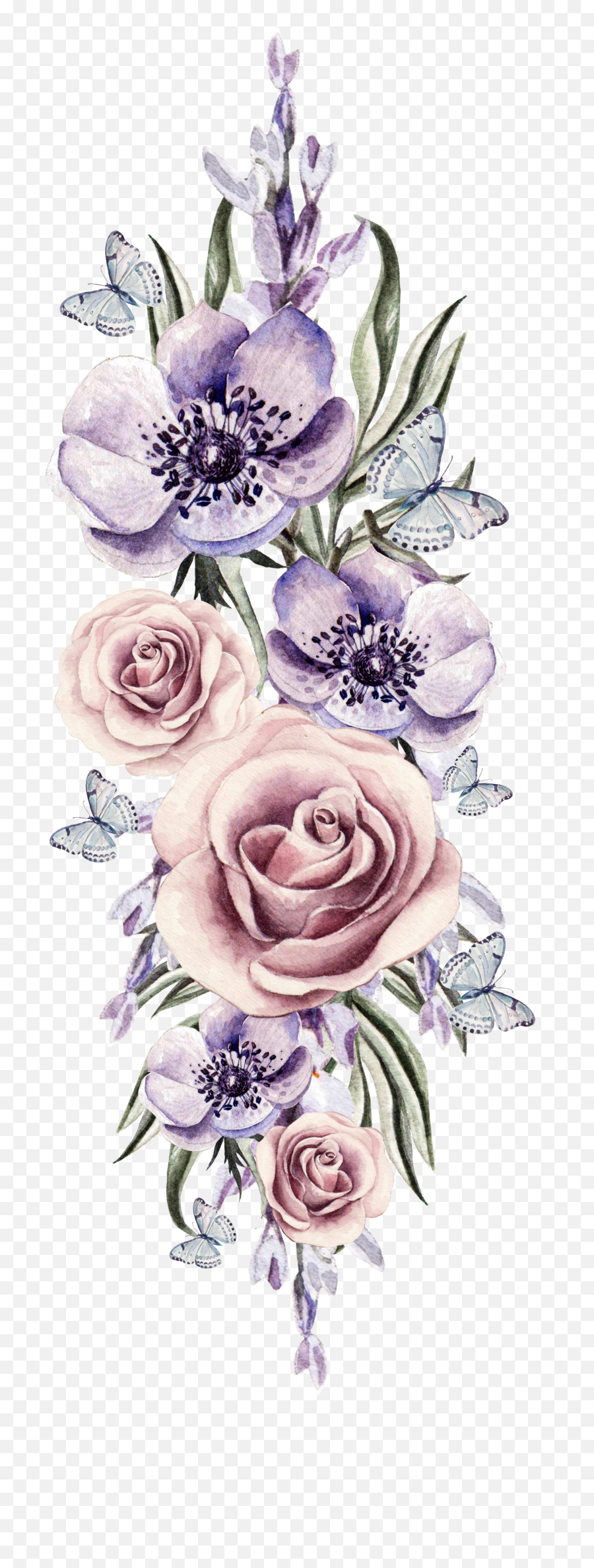 Watercolor Flowers Png Vector Psd - Transparent Background Flowers Png Transparent Emoji,Watercolor Floral Png