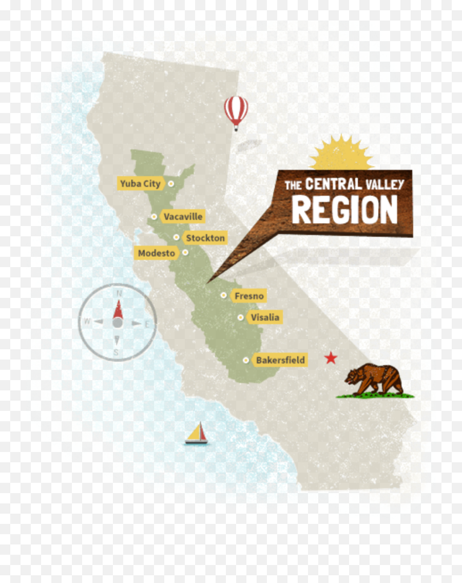 Visit Californias Central Valley - California Central Valley Region Map Emoji,California Map Png