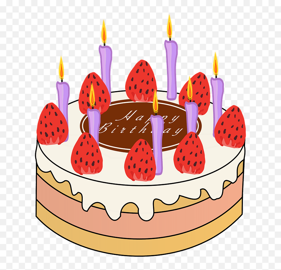 Birthday Cake With Candles And Strawberries On Top Clipart - Anime Strawberry Cake Xmas Emoji,Birthday Cake Clipart