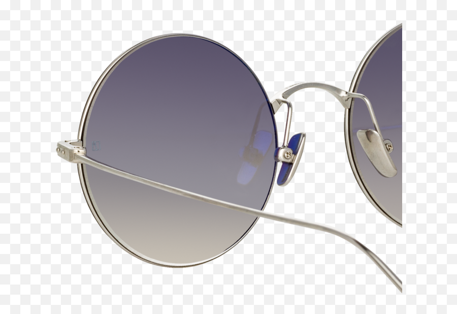 Zaha Round Sunglasses In White Gold Frame By Linda Farrow - Full Rim Emoji,Aviator Sunglasses Png