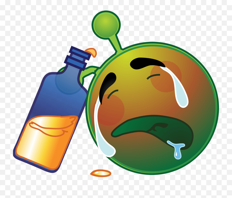 Smiley Green Alien Drunk Sad Clipart - Alien Drunk Cartoon Emoji,Sad Clipart