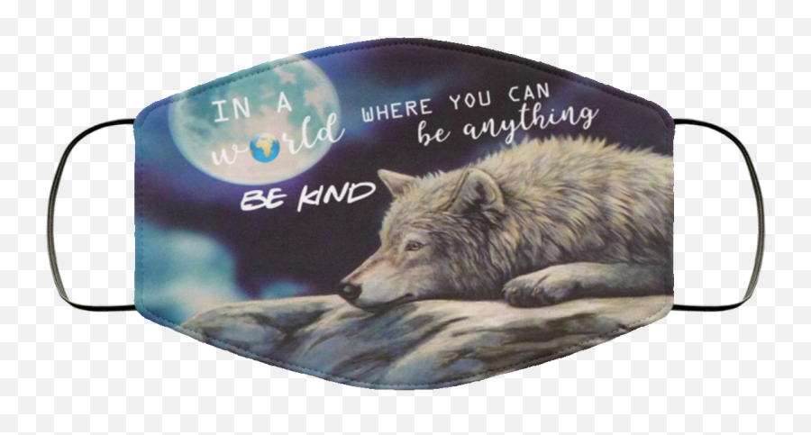 Anything Be Kind Face Mask - Lisa Parker Wolf Art Emoji,Wolf Face Png