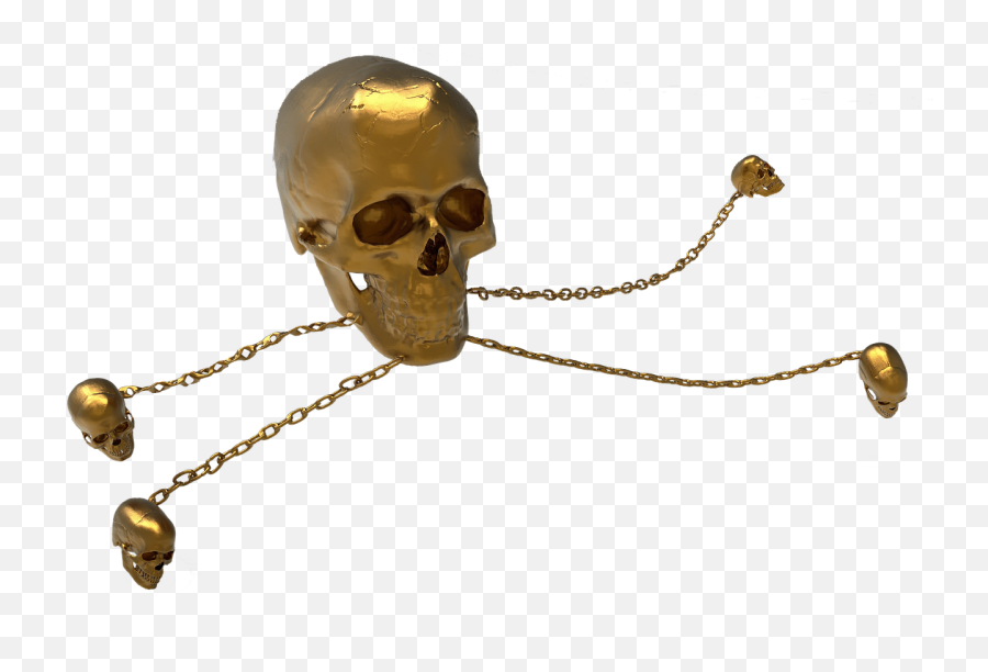 Skeleton Headgoldisolatedskull And Crossbonesfree Emoji,Skeleton Head Png