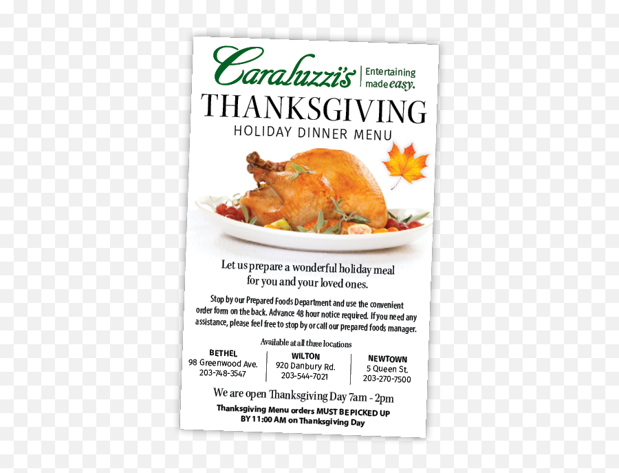 Download Caraluzziu0027s Thanksgiving Catering Menu - Catering Emoji,Thanksgiving Dinner Png