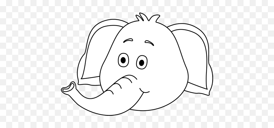Black And White Elephant Face Clip Art - Elephant Face Clipart Black And White Emoji,Elephant Clipart Black And White