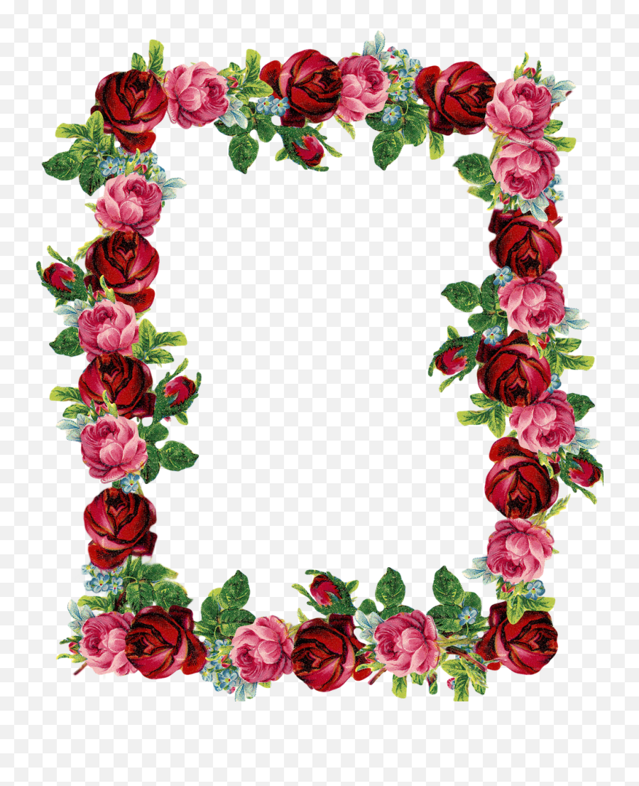 Vintage Roses Rose Frame Flower Border Emoji,Rose Border Png