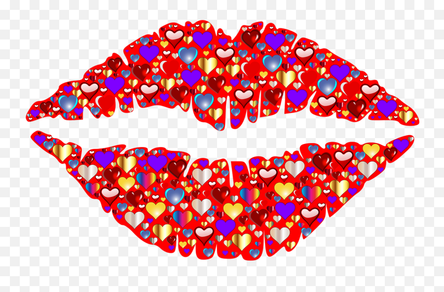 Download Hd Heart Lips Kiss Romance - Red Lips Watercolor Painting Emoji,Kiss Lips Png