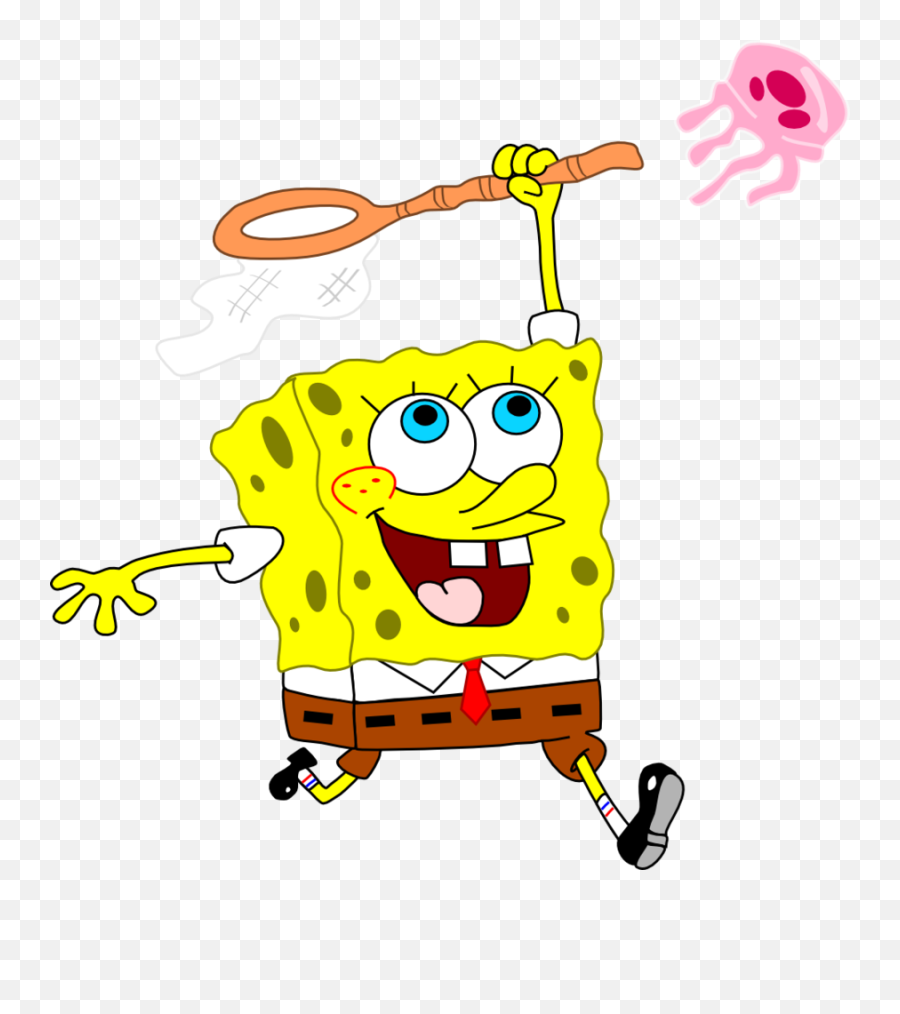 Drawing Spongebob Jellyfish 1 Clipart - Transparent Spongebob Catching Jellyfish Emoji,Spongebob Clipart
