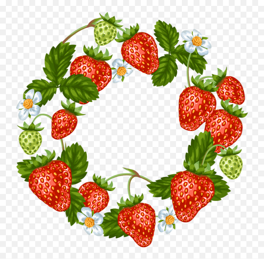 Couronne De Fraises Png Dessin Tube Strawberry Clipart - Strawberry Wreath Png Emoji,Strawberry Transparent Background