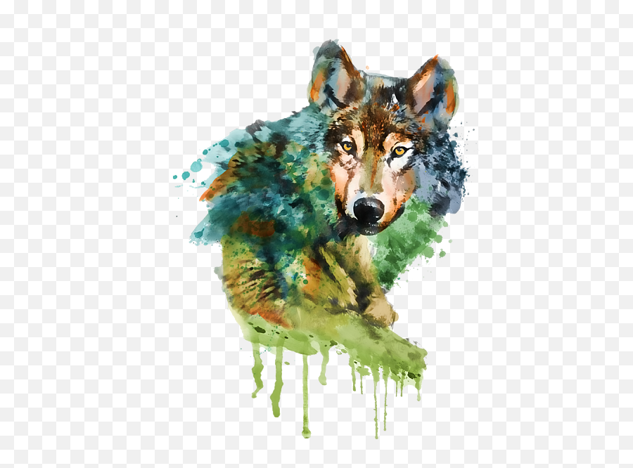 Wolf Face Watercolor Round Beach Towel - Wolf Face Watercolor Emoji,Wolf Face Png