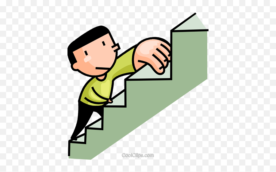 Man Climbing The Stairs Royalty Free Vector Clip Art - Horizontal Emoji,Stairs Clipart