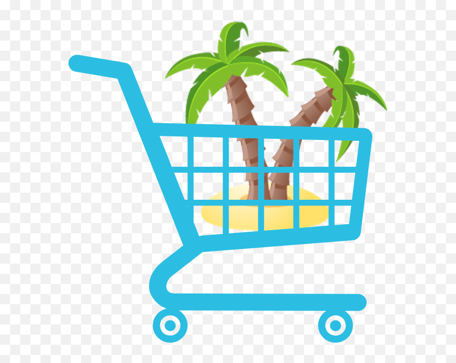 Graphic Of Island And Palm Trees Inside A Shopping - Shopping Cart Clipart Plant Emoji,Shopping Cart Clipart