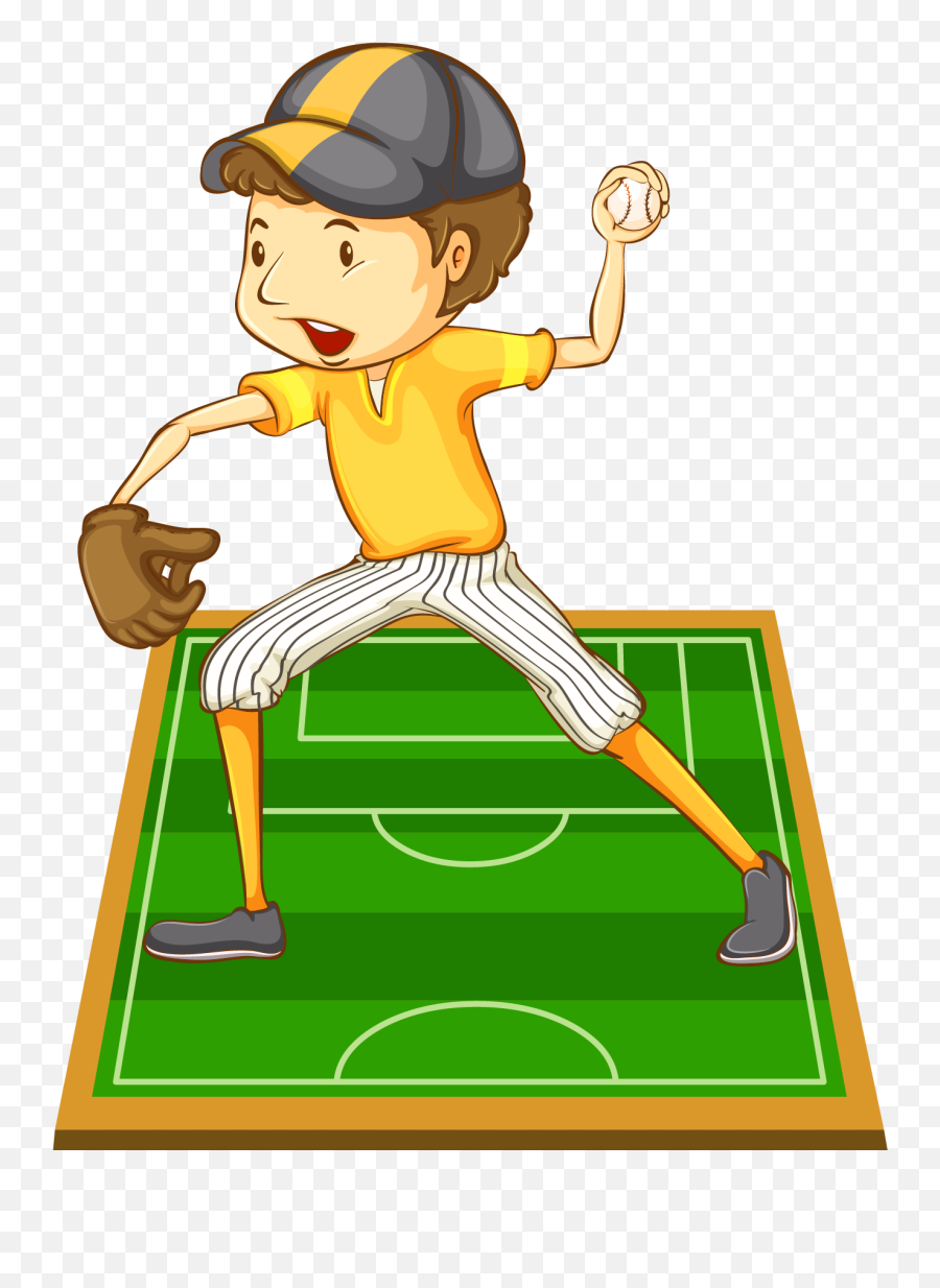 Baseball Player Drawing Illustration - Clip Art Pitcher Dibujos De Jugadores De Beisbol Emoji,Baseball Player Clipart