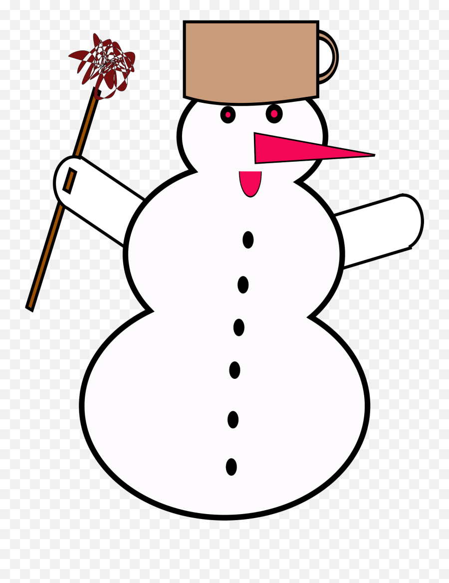 Snowman With A Brown Cup On Its Head Clipart Free Download - Clip Art Emoji,Snowman Face Clipart